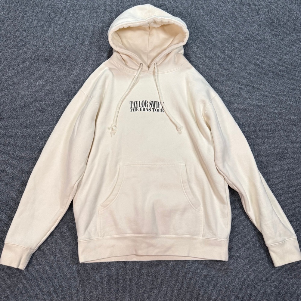 Taylor Swift The Eras Tour Hoodie Cream Beige Photo Collage Concert Merch Size M